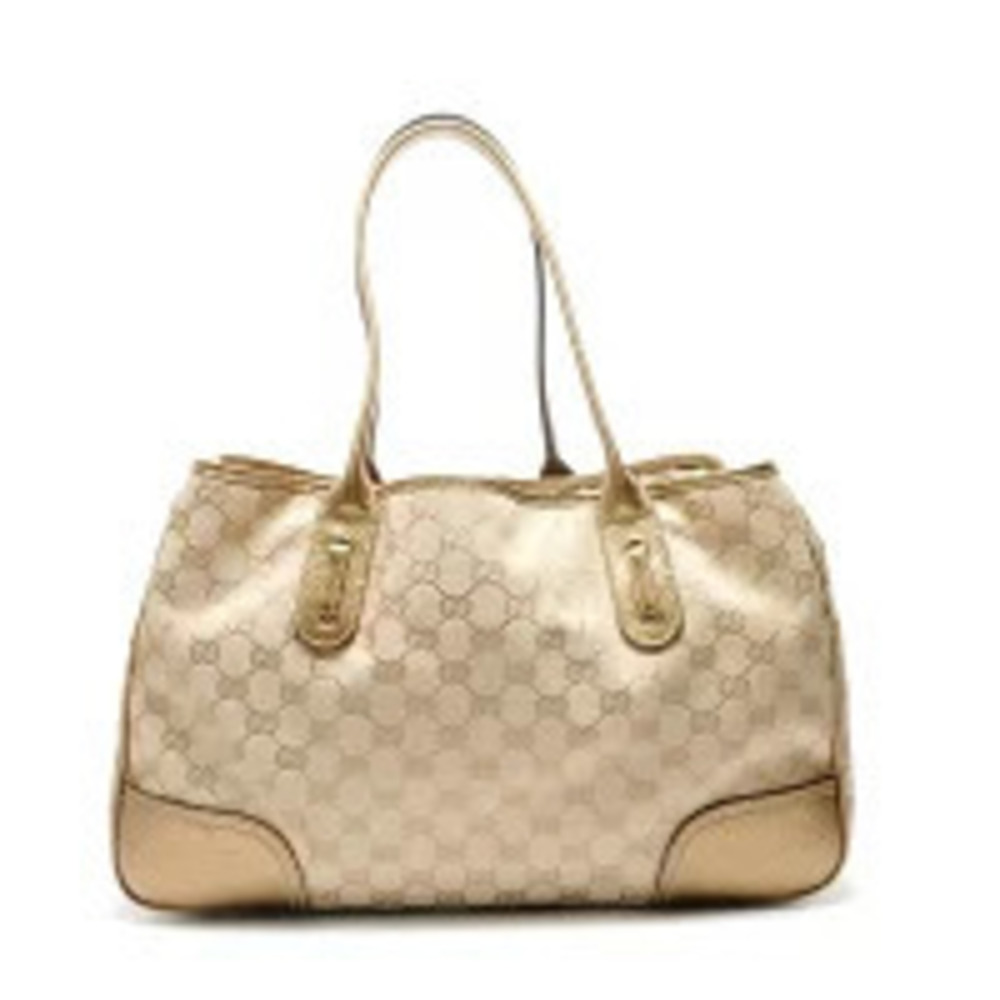 Gucci GG Canvas Gold Tote Bag Beige Cream